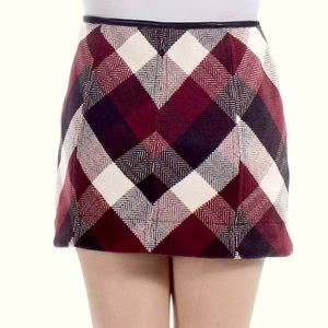Free People Maroon Plaid Mini Skirt